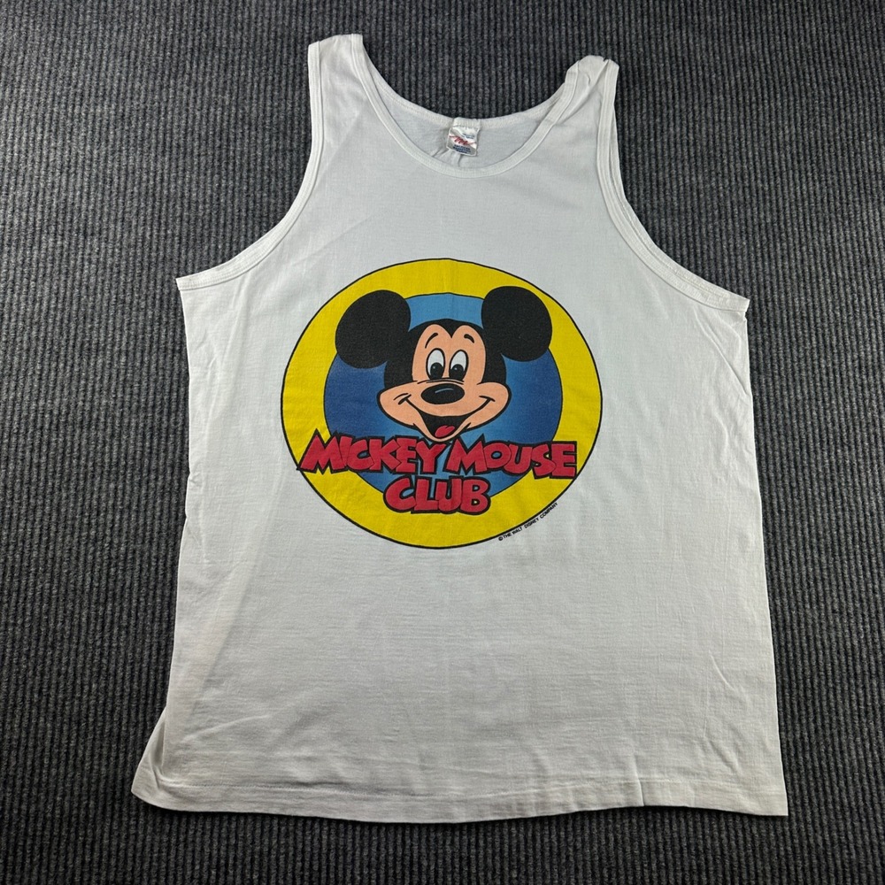 VTG Mickey Mouse Club Tank Top Mens Large White American Marketing Works 80s 90s